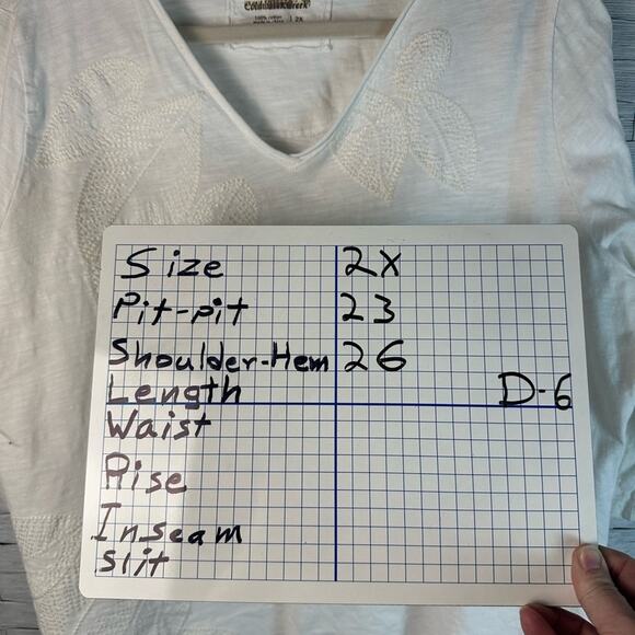 Coldwater Creek cream on cream 3/4 links sleeve embroidered coastal plus size - Picture 10 of 10